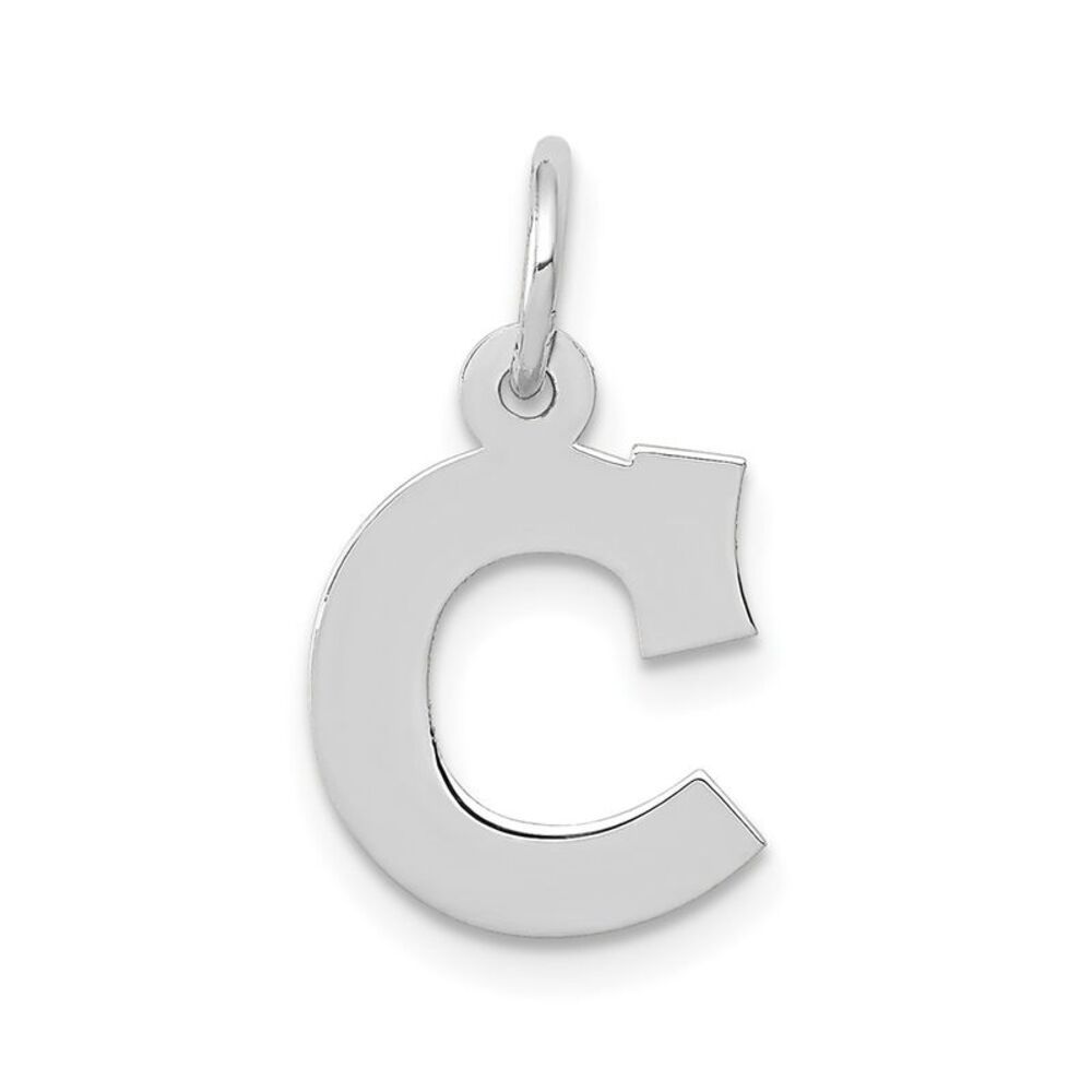 10k White Gold Small Block Initial C Charm - image 1